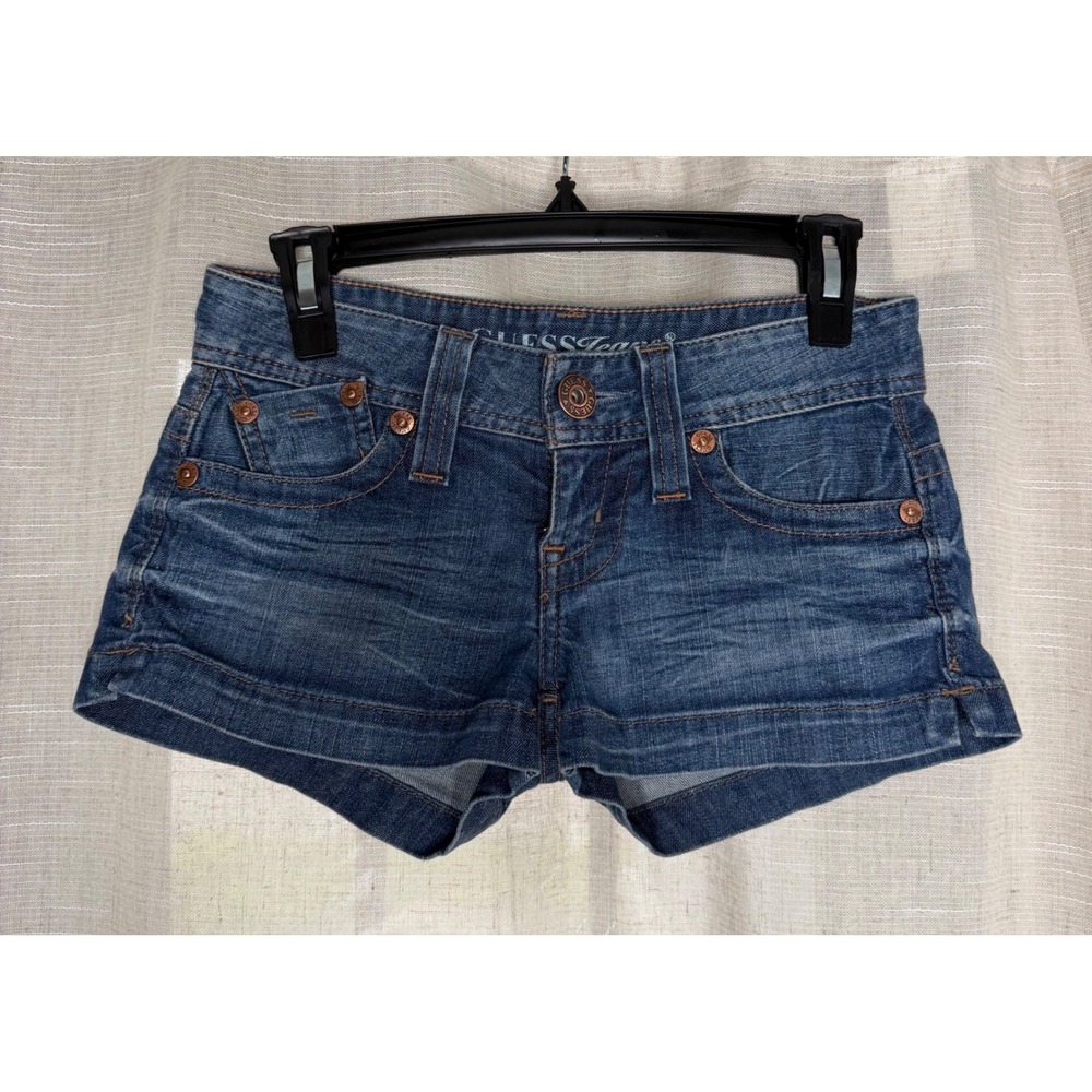 Y2K Vintage Guess Jeans Denim Micro Shorts Low Rise Blue Women's Size 24